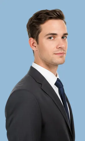 A business professional looking ahead