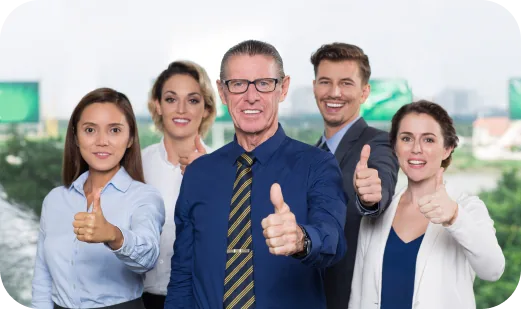 A project team celebrating a successful outcome