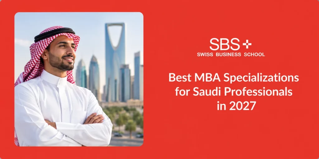 est MBA specializations for Saudi professionals in 2027, featuring business growth, supply chain management, digital transformation, leadership, and sustainability.